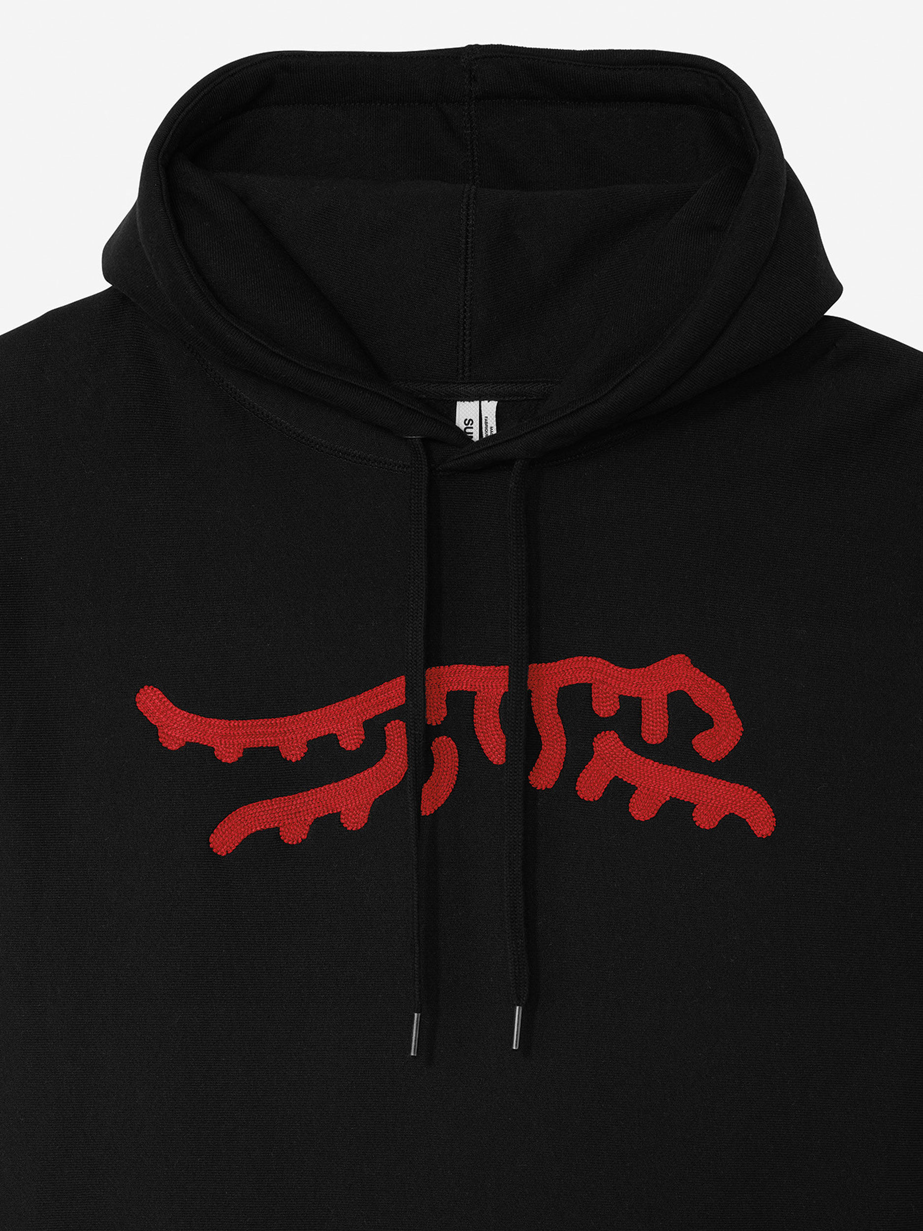 Black hoodie red logo top