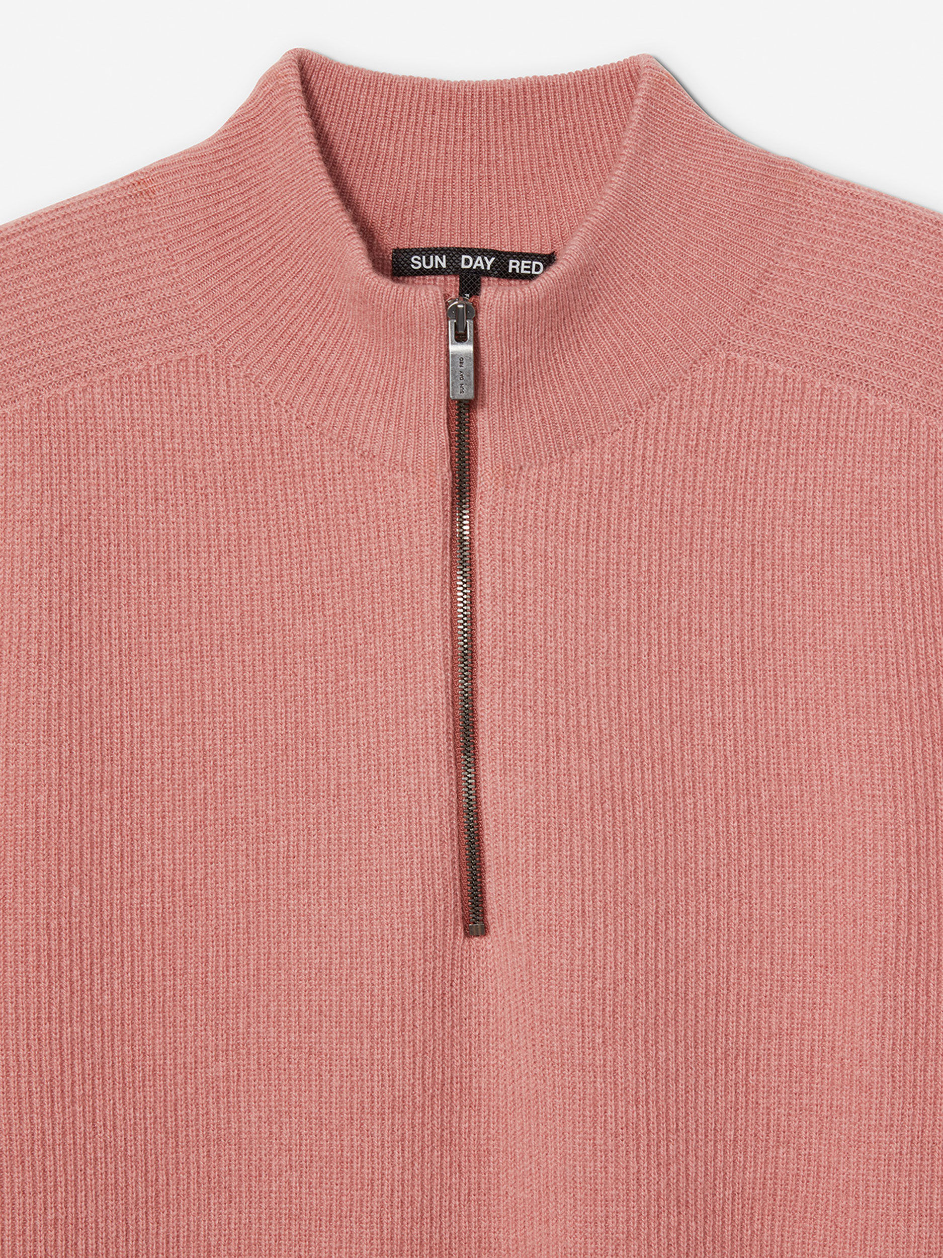 3D Knit Cashmere Quarter Zip | Sun Day Red