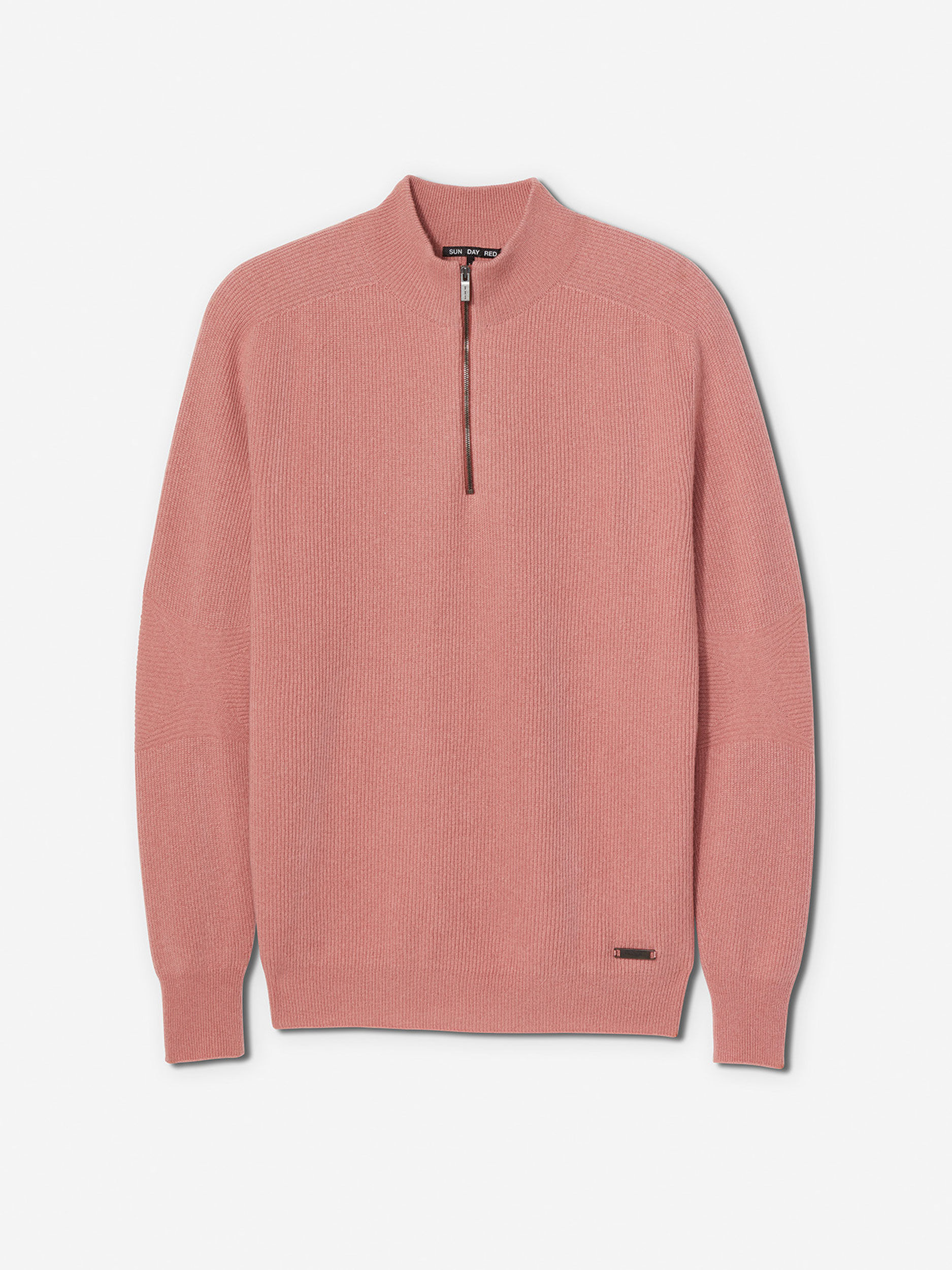 3D Knit Cashmere Quarter Zip | Sun Day Red