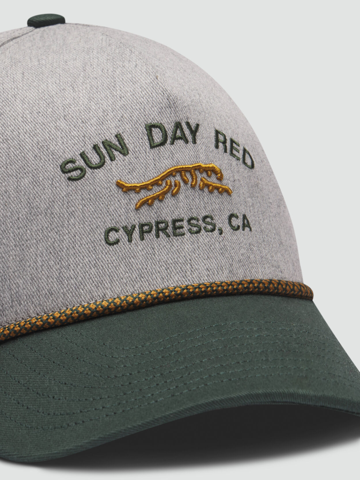 Heather Twill Rope 5 Panel Snapback Hat | Sun Day Red